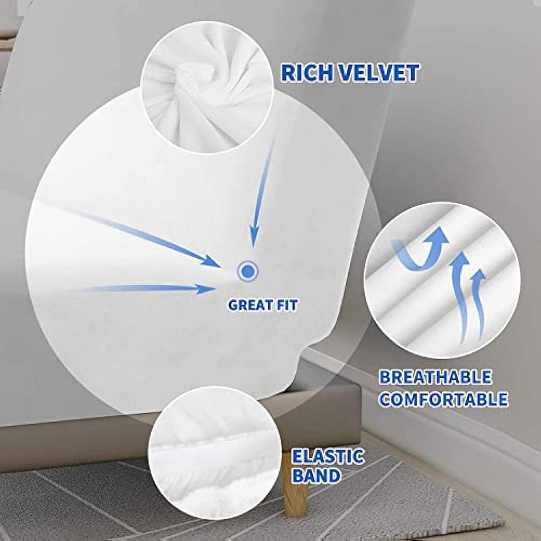 XINEAGE Velvet Futon Cover High Stretch Armless Couch Covers Spandex Fabric Sofa Bed Slipcover Anti Slip Furniture Protector with Elastic Bottom Machine Washable (Futon, White)