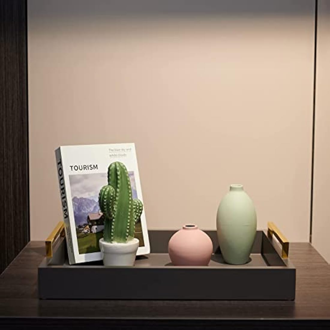 16"x12" Serving Trays with Handles, Grey Decorative Serving Tray, Ottoman Trays, Living Room, Bathroom, and Outdoors Decorative Trays (Charcoal)