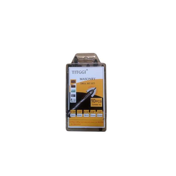 Masonry Drill Bit, Professional Masonry Drill Bit Set (10PCS) for Concrete/Glass/Brick/Cement/Tile/Wood/Etc, Industrial Strength Carbide Drill Bits Tip, 5/32"-1/2"