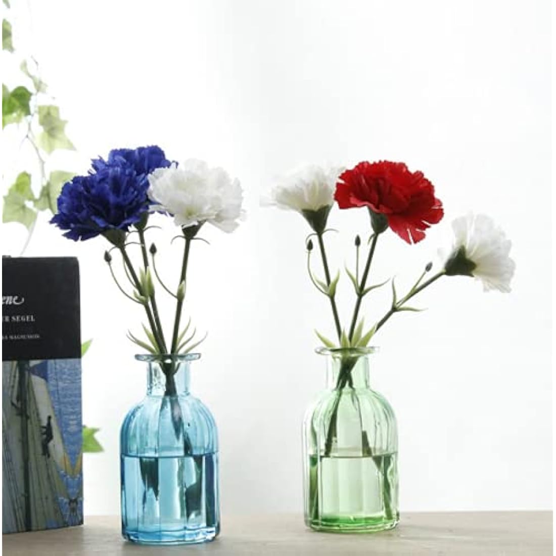 11 Inch Bouquets 10 Stem Carnations,Outdoor UV Resistant No Fade Artificial Flower,Mini Carnation Silk Petals Fake Flowers Forever Plants for Photo Props Home Party and Wedding Decor (Dark Blue)