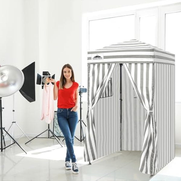 EAGLE PEAK Flex Ultra Compact 1.2m x 1.2m Pop-up Changing Room Canopy, Portable Privacy Cabana for Pool, Fashion Photoshoots, or Camping, Gray/White