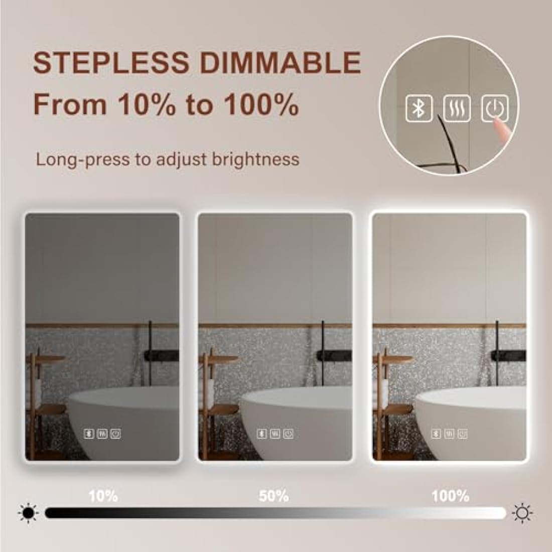 Habison 500 x 700 mm Bluetooth LED Illuminated Bathroom Mirror, Anti-Fog Wall Mirror with Lighting with Touch Switch, Bluetooth Speaker, 3 Colours Temperature, Adjustable Brightness