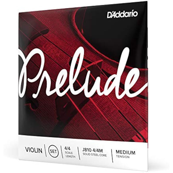 D’Addario Prelude Violin String Set, 4/4 Scale Medium Tension – Solid Steel Core, Warm Tone, Economical and Durable – Educator’s Choice for Student Strings – Sealed Pouch to Prevent Corrosion, 1 Set