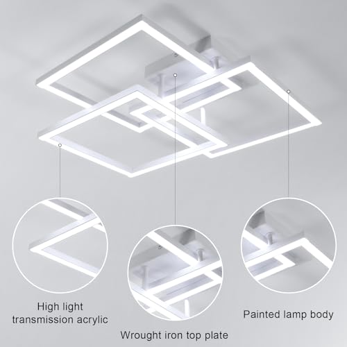 DELIPOP Led Ceiling Light Dimmable, 40W Modern Led Ceiling Lamp with Remote Control, Temprature and Brightness Adjustable, Square Acrylic Ceiling
