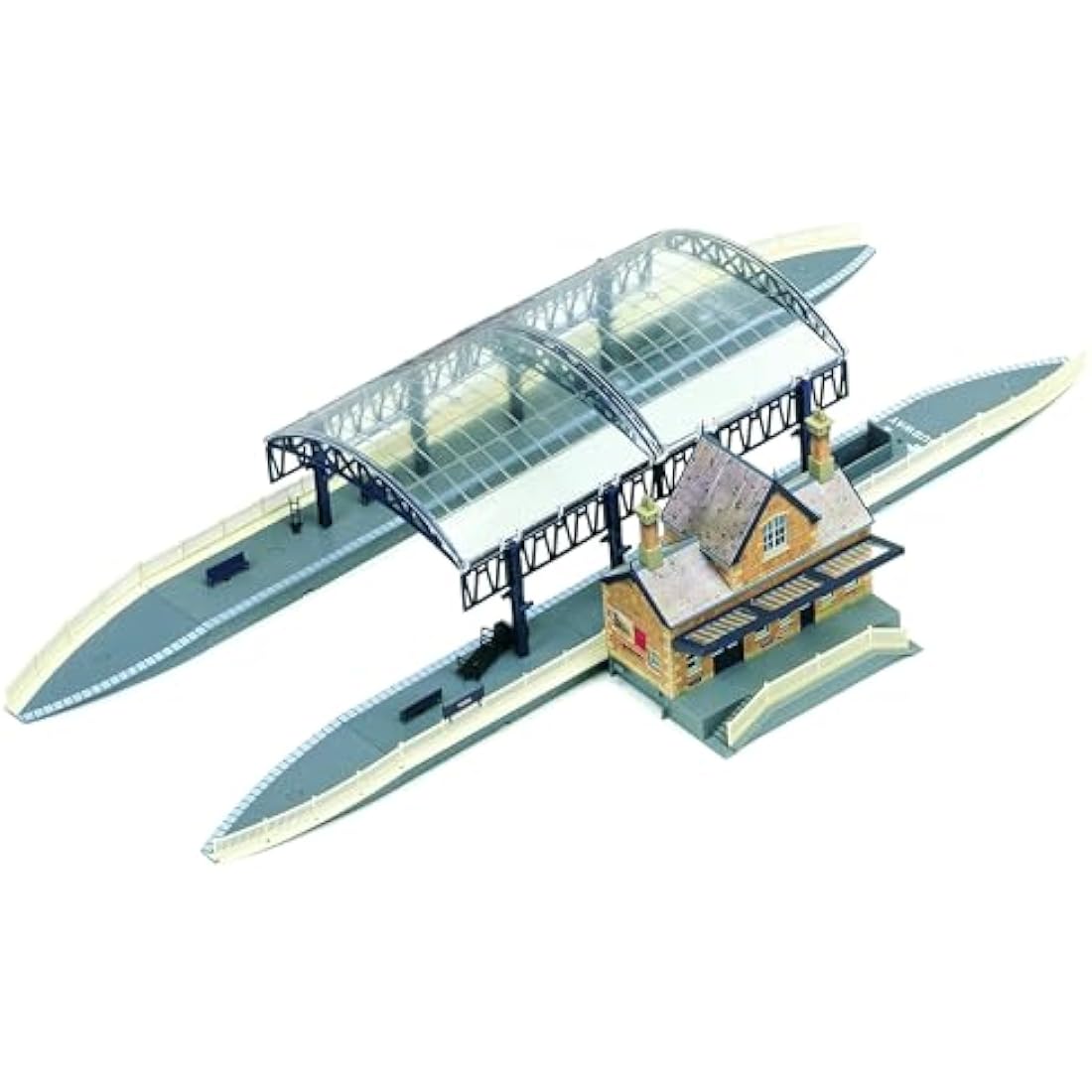 Hornby R8009 OO Gauge Station Terminus - Model Railway Accessories, Miniature Diorama Scenery for Hornby Train Sets - Lifelike Train Station Terminus Model - Scale 1:76, Grey