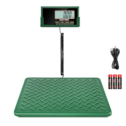 GRAM PRES Shipping Scale,440lbs/10g High Accuracy Digital Postal Scale, Durable Alloy Steel Platform, Heavy Duty Scale for Packages, Postage and Luggage, with Hold&Tare function, batteries&USB Powered