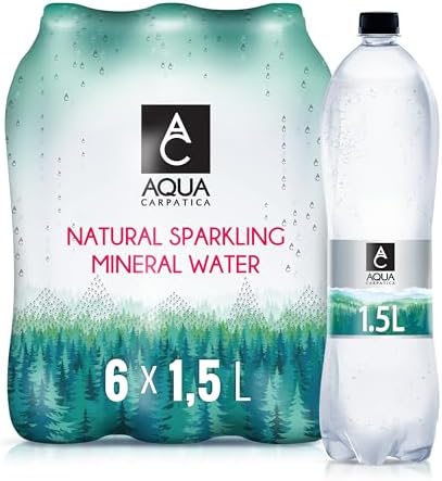 AQUA Carpatica 1.5L x 6 - Pure Natural Sparkling Mineral Water for Optimal Hydration, Nitrate-Free, Abundant in Calcium & Magnesium, Naturally Alkaline, Enriched with Natural Electrolytes