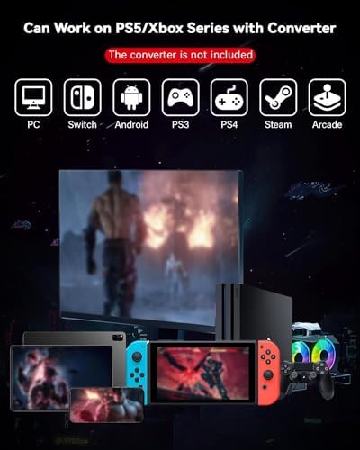 Sehawei Haute42 Arcade Stick 16Keys All-Button Gamerfinger with Turbo Functions & Custom RGB,Arcade Controller Street Fight for PC/Ps3/Ps4/Switch/Steam Game Keyboard-Supports Hot Swap & SOCD