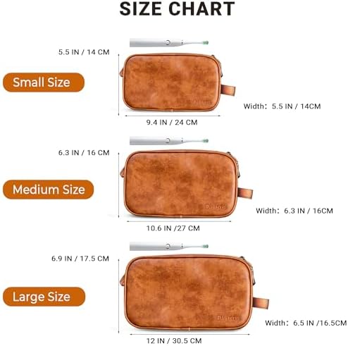 Elviros Water-Resistant PU Leather Toiletry Bag for Men Large Travel Wash Bag Shaving Dopp Kit Bathroom Gym Toiletries Makeup Organizer with Wet Dry Compartment