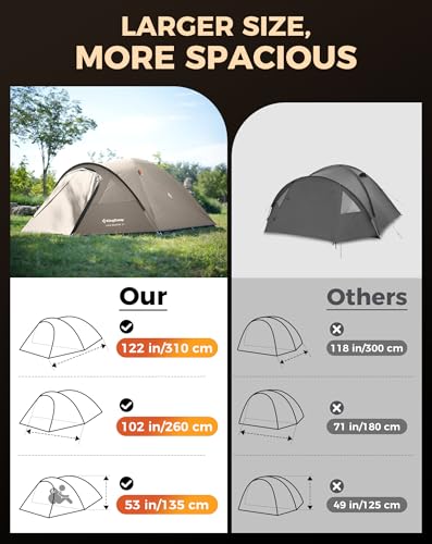 KingCamp Camping Tent for 4 Man, Ultralight Waterproof Dome Tent, Compact and Backpack-Friendly, Ideal Tent for Camping, Trekking and Outdoors