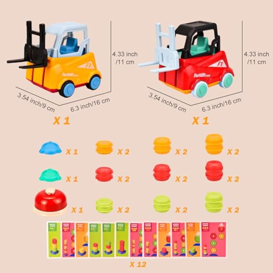 Hayoom Engineer Forklift Transport Game, Forklift Frenzy Car, Sensory Toys for 2+ Boys & Girls