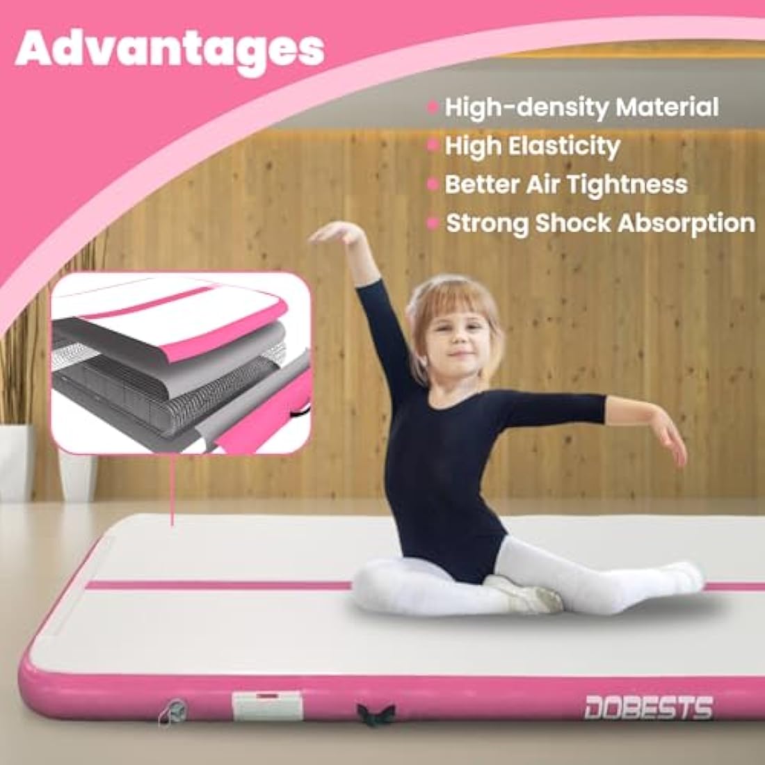 Inflatable Gymnastics Mat Tumbling Mat 6.6 ft 10 ft 13ft 16ft 20ft 4in/8in Thick Tumble Track Air Mat for Gymnastics For Home Kids Tumble Training Gymnastics/Yoga/Water/Dance