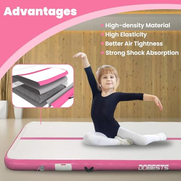 Inflatable Gymnastics Mat Tumbling Mat 6.6 ft 10 ft 13ft 16ft 20ft 4in/8in Thick Tumble Track Air Mat for Gymnastics For Home Kids Tumble Training Gymnastics/Yoga/Water/Dance