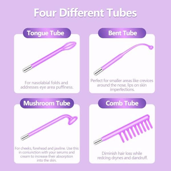 High F-requency Wand, iklestar Handheld High F-requency Facial Machine for Hair Growth, Skin Tightening Kit with 4 Violet Tubes, Professional Face Beauty Device for Skin Care Home Salon Use