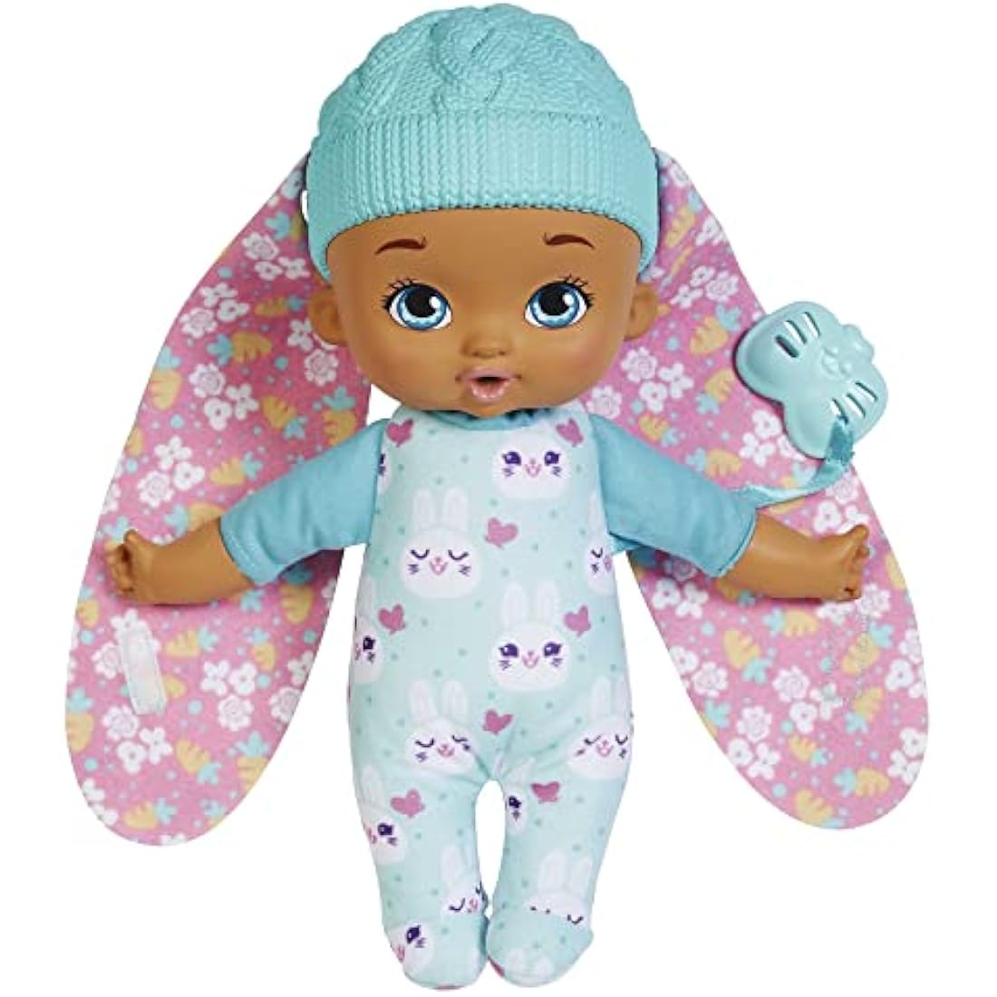 My Garden Baby My First Little Bunny Baby Doll (~9-in), Soft Body with Plush Ears, Blue, Great Gift for Kids 18mo+