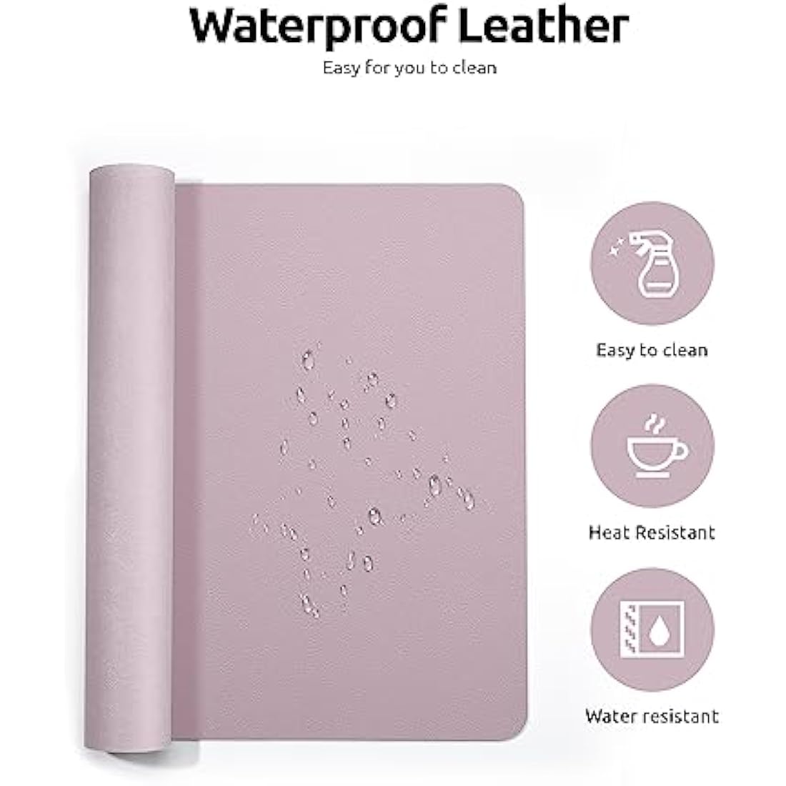 YSAGi Leather Desk Mat, Large Mouse Mat, Non-Slip Desk Pad, Waterproof PU Leather Table Protector Writing Pad for Office and Home (80 x 40 cm, Grayish Lavendar)