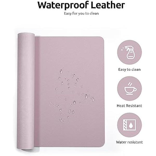 YSAGi Leather Desk Mat, Large Mouse Mat, Non-Slip Desk Pad, Waterproof PU Leather Table Protector Writing Pad for Office and Home (90 x 43 cm, Grayish Lavendar)