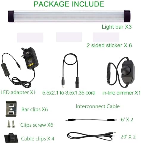 AlBOO Under Cabinet Kitchen Lights Wired LED Dimmable Warm White,28cm Under Cupboard Kitchen Lights 12V Plug in with Mains,Ultra Thin Fixture Under Couter Lights Display Lights for Cabinet 3 Pack