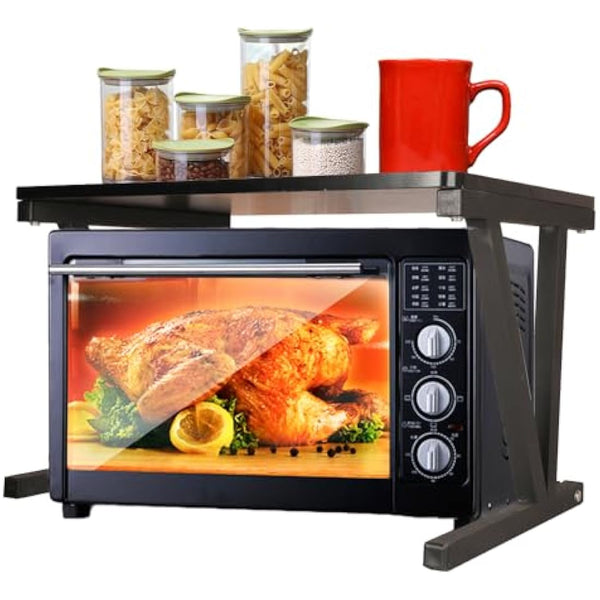 GLOYY Microwave Oven Rack, Wooden Kitchen Counter Shelf About 22'' Wide, Maximum Load 132lb/60kg, 2-Tier Kitchen Appliance Organize for Space Saving,Microwave Shelf