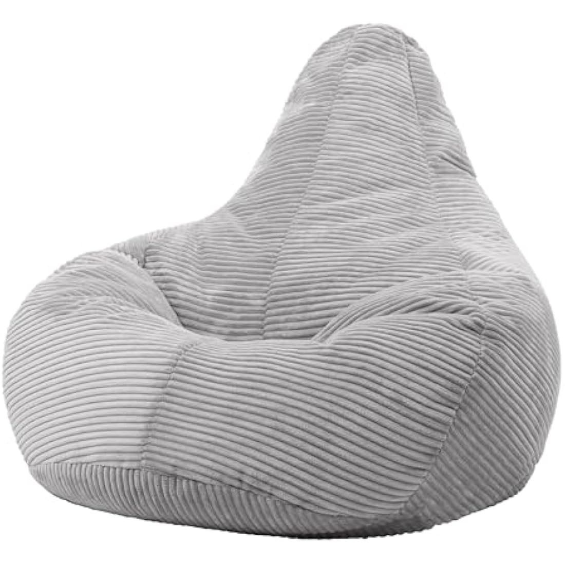 icon Dalton Cord Recliner Bean Bag, Grey, Large Adult Bean Bag Chair with Filling Included, Comfy Chair, Living Room Furniture, Bedroom Furniture