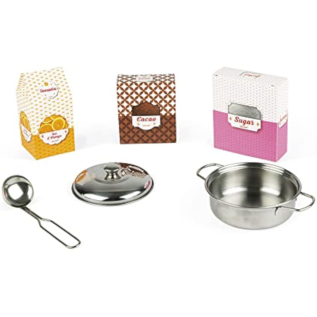 Janod - Candy Chic Big Wooden Cooker for Children - Equipped with Fridge and Microwave, Sound and Light - Pretend Play - 6 Accessories Included - For children from the Age of 3, J06554, Pink and White