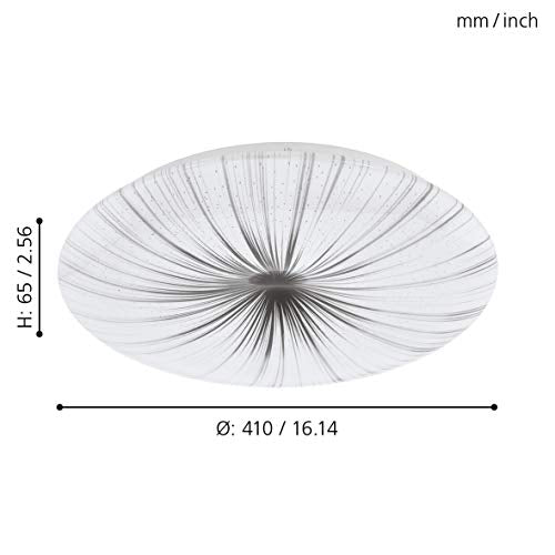 EGLO Nieves LED Ceiling Light, Diameter 41 cm, Crystal Effect Ceiling Light Made of Plastic and Metal, Living Room Lamp in White, Silver, Bedroom