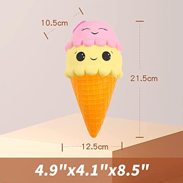Anboor Ice Cream Jumbo Squishy Slow Rising Kawaii Smiley Squishy Decompression Toy Prime 1 Pcs 12.5 x 10.5 x 21.5 cm