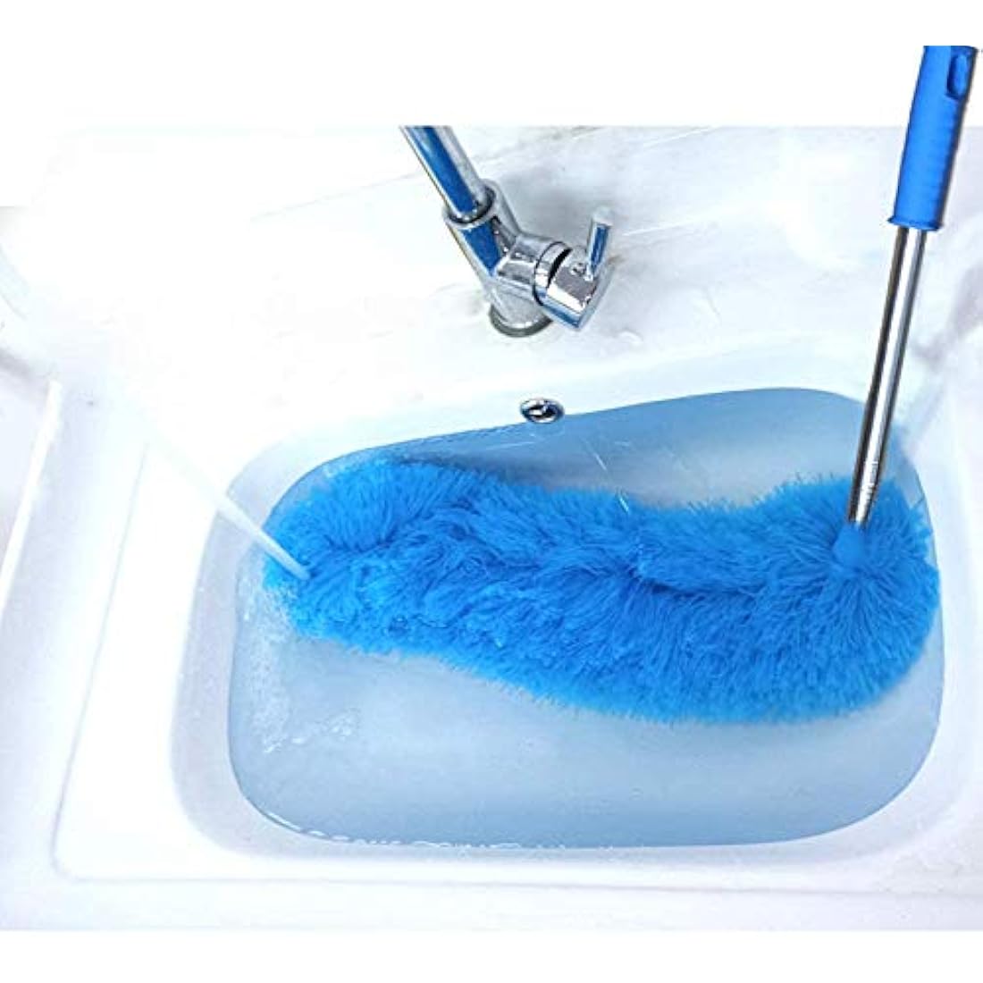 Feather Duster,Duster Extendable for Cleaning with Telescoping Extension Pole Extendable Duster for Cleaning High Ceiling Fan,Blinds, Baseboards,Cars(Blue)