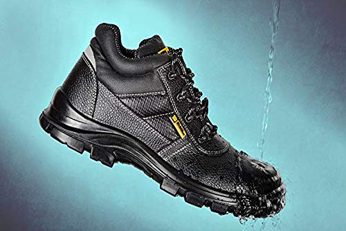 Black Hammer Comfortable Waterproof Steel Toe Caps Safety Boots Lightweight, Durable, Non-Slip Work Shoes for Work & Outdoor Activities 1007