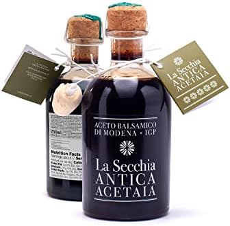 La Secchia - Balsamic Vinegar of Modena IGP "Five Stars", Aged in Small Barrels of Twenty Different Types of Wood, High Density, 250 ml Bottle with Cork Dosing Cap, Italian Balsamico Modena