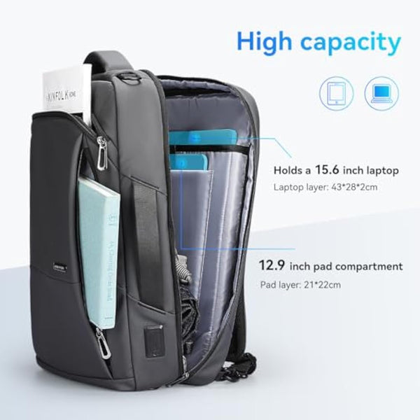 MARK RYDEN 3 in 1 Laptop Backpack Mens, 15.6 inch Business Laptop Handbag, Briefcase Backpack, Lightweight Laptop Sling Bag with USB Port-Grey