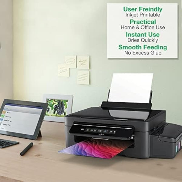 Evergreen Goods 100 Sheets A4 Waterproof Vinyl Sticker Paper, Self-Adhesive Glossy White PVC Sticker Sheets | Inkjet & Laser Printable, Perfect for Custom Labels, High-Resolution Stickers & DIY Crafts