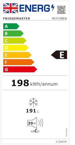 Fridgemaster MCF142EB 142L Chester Freezer 4 Star Freezer Rating - 55.9D x 62.5W x 85.4H cm Black with Recessed Handle - E Rated