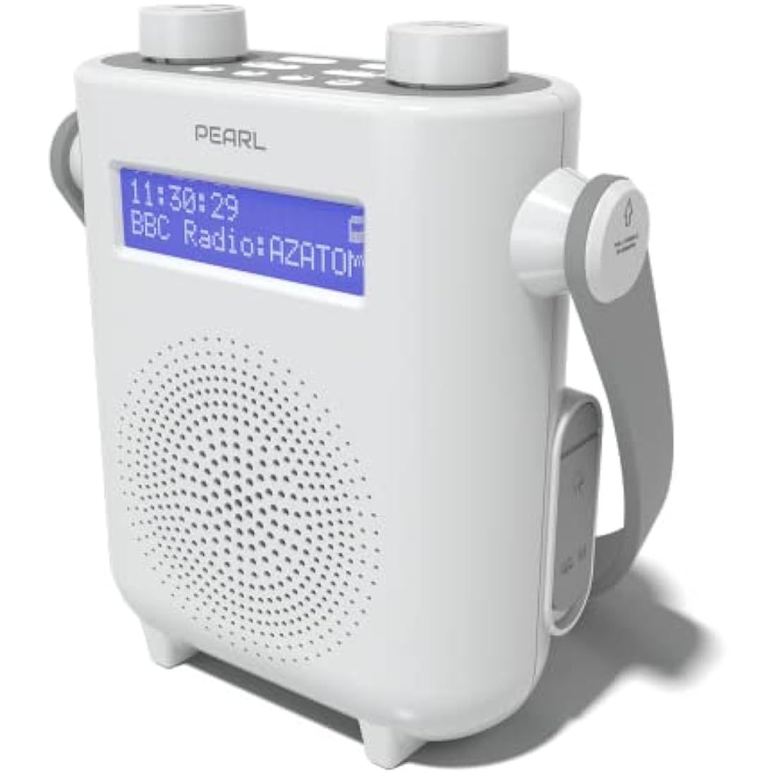 DAB/DAB+ & FM Digital Shower Radio | Bluetooth | IPX5 Waterproof Technology | Rechargeable Battery | Perfect for Home, Bathroom or Outdoors | AZATOM Pearl (White)