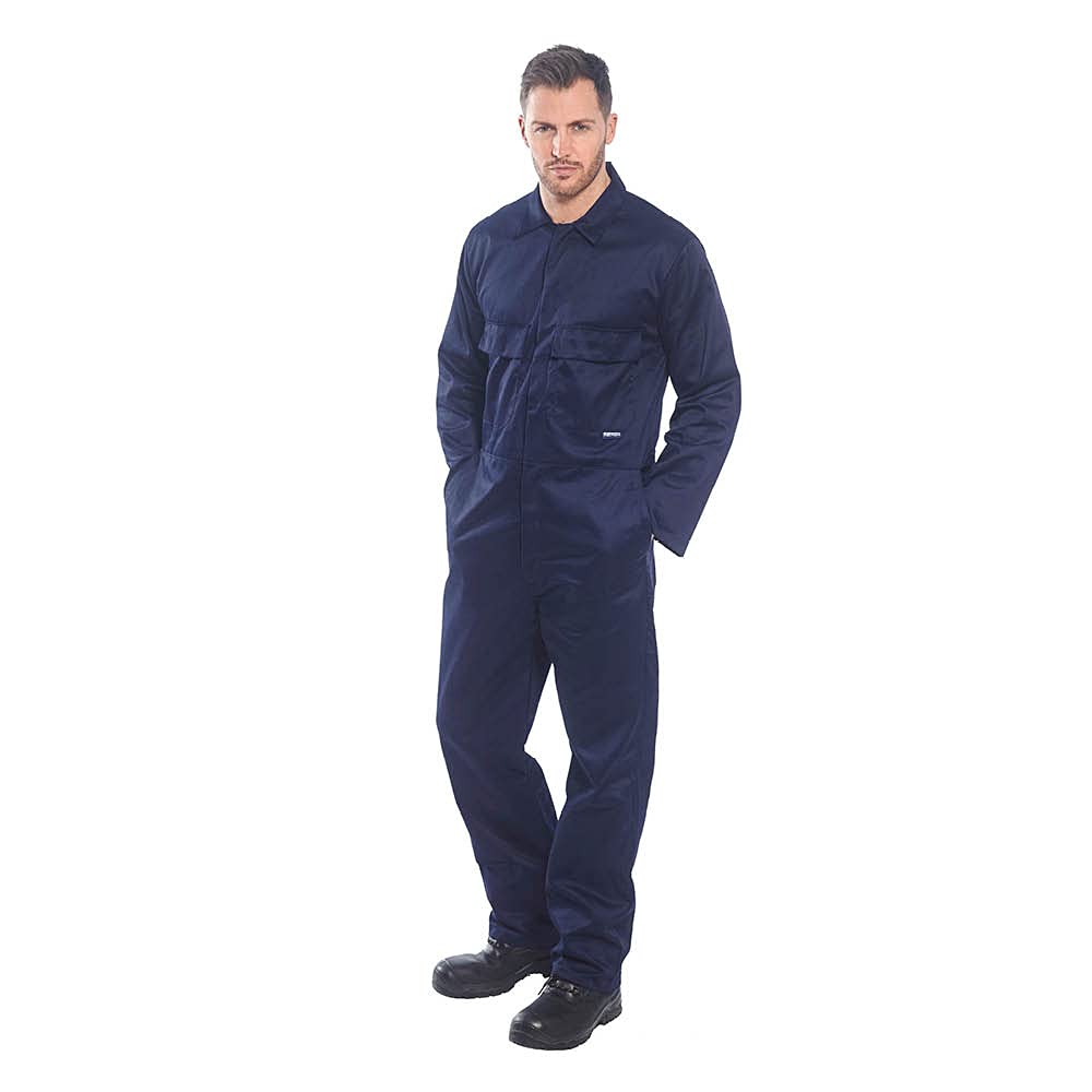 Portwest S999 Men's Work Coveralls - Protective Polycotton Work Overalls Durable Workwear Boiler Suit for Mechanics Warehouse Garages DIY Navy, X-Large