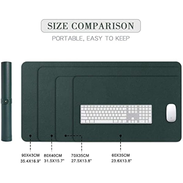 Desk Pad Large, DOBAOJIA Desk Mat, Laptop Mat, Writing Pad, Desk Blotter, Extended Mouse Mat, Large Mouse Pad for Office/Home, PU Leather Waterproof +Suede Non-Slip 27.5" X 13.8" (Dark Green)
