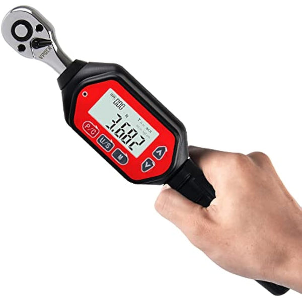 VPOER Digital Torque Wrench 1/4-inch Drive, 0.22-7.37 ft-lbs (0.3-10 Nm) (2.65-88.5 inch Pound) with Buzzer & LED, Calibrated