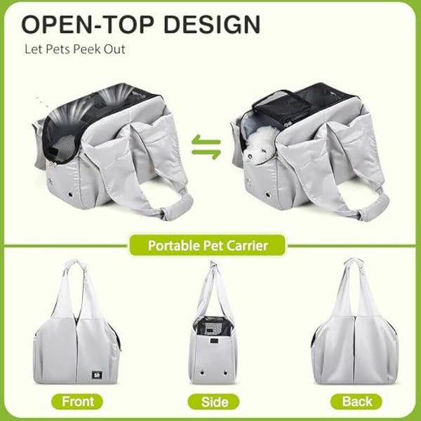 ALLSOPETS Puppy Sling Carrier Dog Slings for Small Dogs Portable Pet Handbag Breathable Comfortable Cat Carry Carrier with Leash Hook for Traveling Outdoors Camping (Silvery Grey)