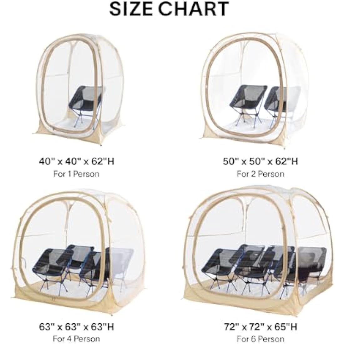 EighteenTek Pod All Weather Sports Tent with Sealed Floor - Instant Tent Shelter - Outdoor Bubble Tent - Rain Tent Camping Sun Shelter Pop Up Clear, Patent Pending for Sports Events Fishing Cheering