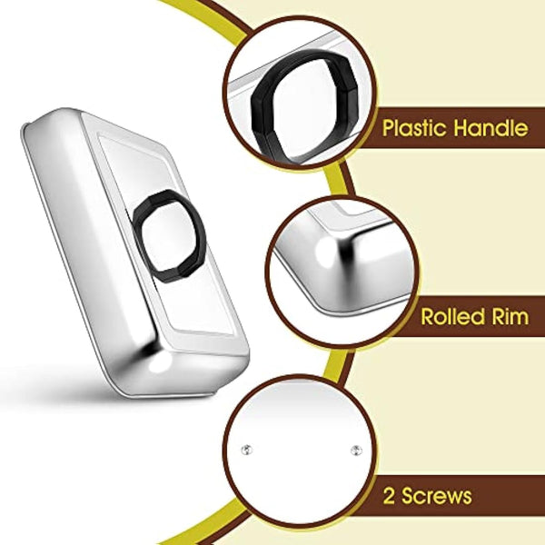 Herogo Cheese Melting Dome Set of 2, Rectangular Stainless Steel Steam Basting Cover with Heat Proof Handle, Ideal for BBQ Flat Top Griddle Grill Kitchen, Dishwasher Safe