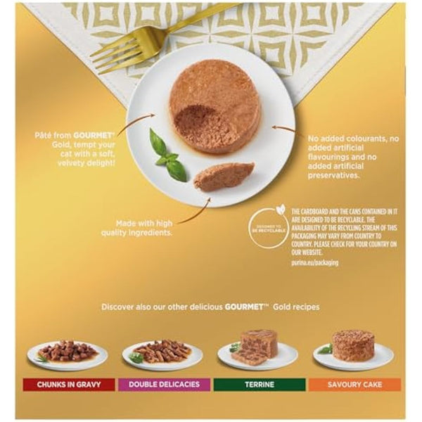 GOURMET Gold Pate Recipes Wet Cat Food 8x85g, Pack of 6