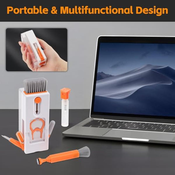 Alyvisun 11 in 1 Laptop Cleaning Kit, Multifunctional Keyboard Cleaner Brush with Keycap Puller for Tablet, Phones, PC, Orange