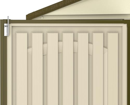 Duramax WoodSide 10 x 8 (8.02 m2) Plastic Garden Shed with 3 Fixed Windows & Metal Foundation Kit, Strong Metal Roof Structure Fire Retardant and Maintenance-Free Storage Shed - Ivory/Brown