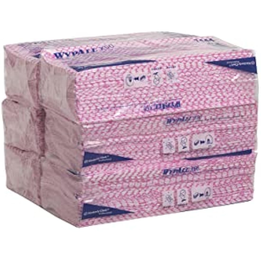 WypAll Cleaning Cloths, Red Colour Coded Wipes 7444, Food Contact Approved, 1 Ply – Durable and Absorbent, Workplace Hygiene, Poly Pack, 6 Packs x 50 (300 Total)