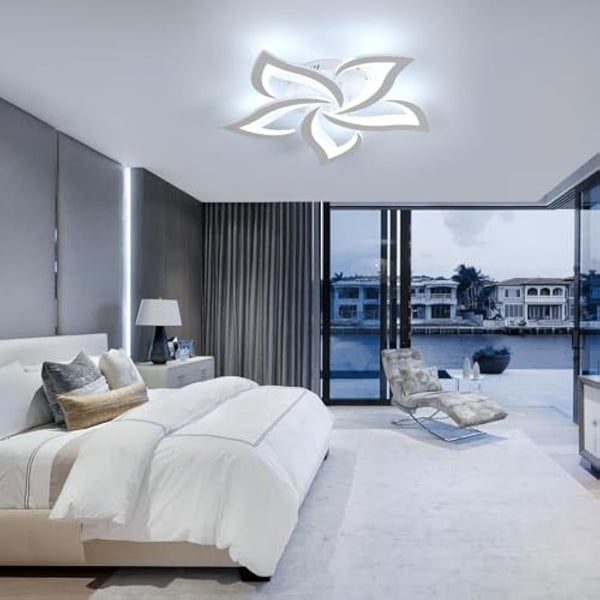 Dorlink LED Ceiling Light, 60W 5400LM Modern Design Ceiling Lighting, 5 Lights Living Room Ceiling Light Acrylic White Flower Fittings Ceilings for Bedroom, Kitchen, Dining Room 6500K Cool White