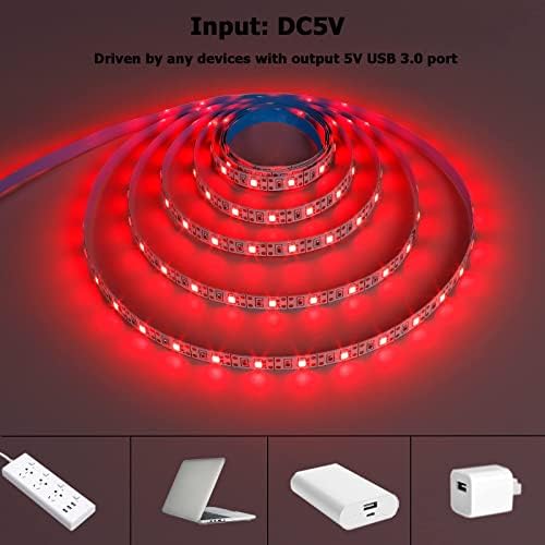 GOMING 5V USB LED Strip Light Red USB Powered 4M (2pcs x 6.6ft) 240LEDs Flexible SMD2835 No-Waterproof IP20 LED Tape Lights