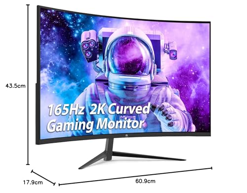 Z-Edge 24 Inch Curved Gaming Monitor 180Hz 1ms MPRT, 16:9 Full HD 1080P LED Monitor, VA Panel, 300cd/m² Brightness, FreeSync, HDMI & DisplayPort - Black