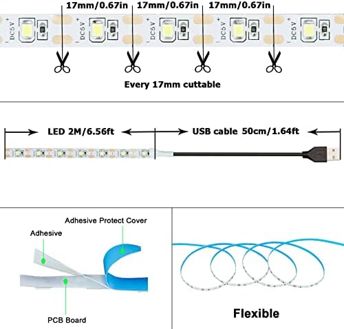 GOMING 5V Purple 395-400nm USB LED Strip Light USB Powered 4M (2pcs x 6.6ft) 240LEDs Black Light Flexible SMD2835 No-Waterproof IP20 LED Tape Lights