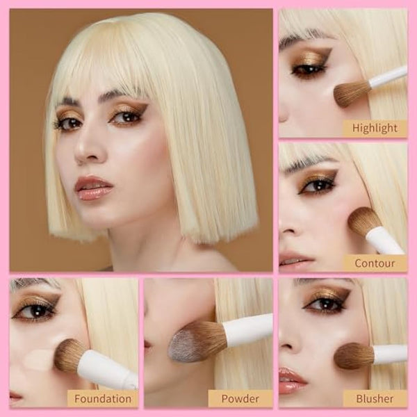 Jessup Makeup Brushes 14Pcs Makeup Brush Set Premium Synthetic Powder Foundation Contour Blush Concealer Eye Shadow Blending Liner Make Up Brush Kit Light Grey with Gift Box, T329-G