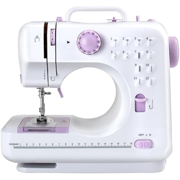 M MUNCASO Sewing Machine for Beginners,12 Stitch Electronic Sewing Machines,Mini Sewing Machine Double-line Two-speed Reverse Stitch with UK Plug